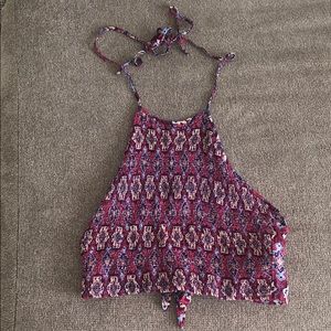 Stretchy tie back halter crop top